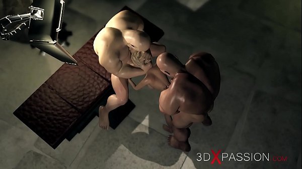 Young fashion girl captive fucked by big muscular men in the darkest dungeon