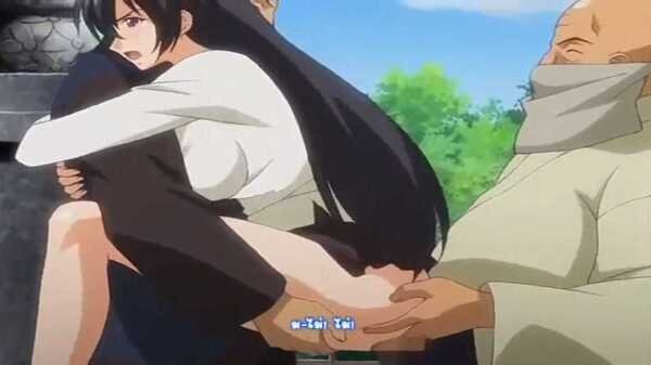 Old perverts double penetrate a young woman in a public place